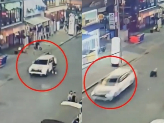차량에 매달렸다가 나동그라진 유튜버. JTBC ‘사건반장’ 보도영상 캡처