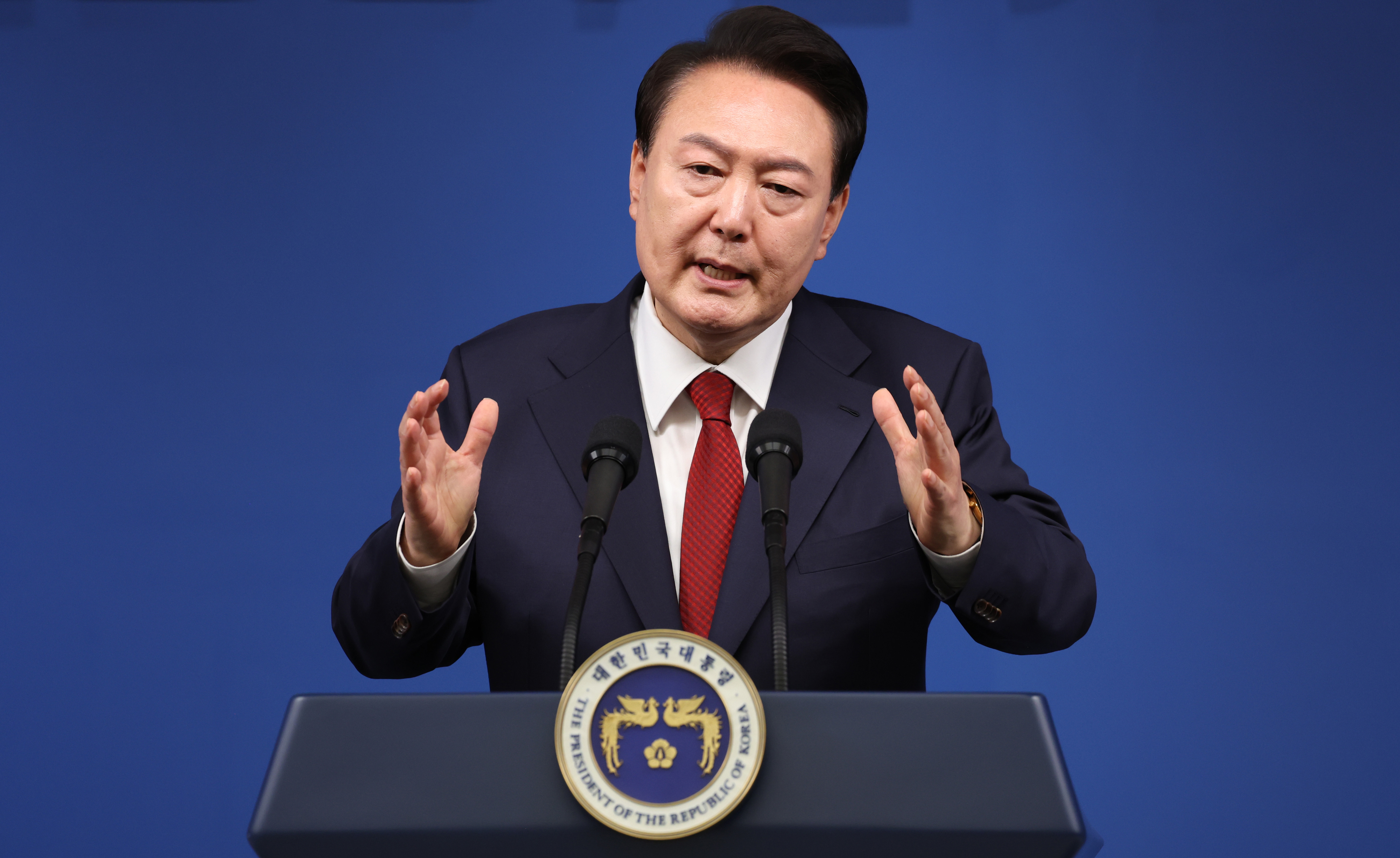 취임 2주년 기자회견, 질문에 답하는 윤석열 대통령
