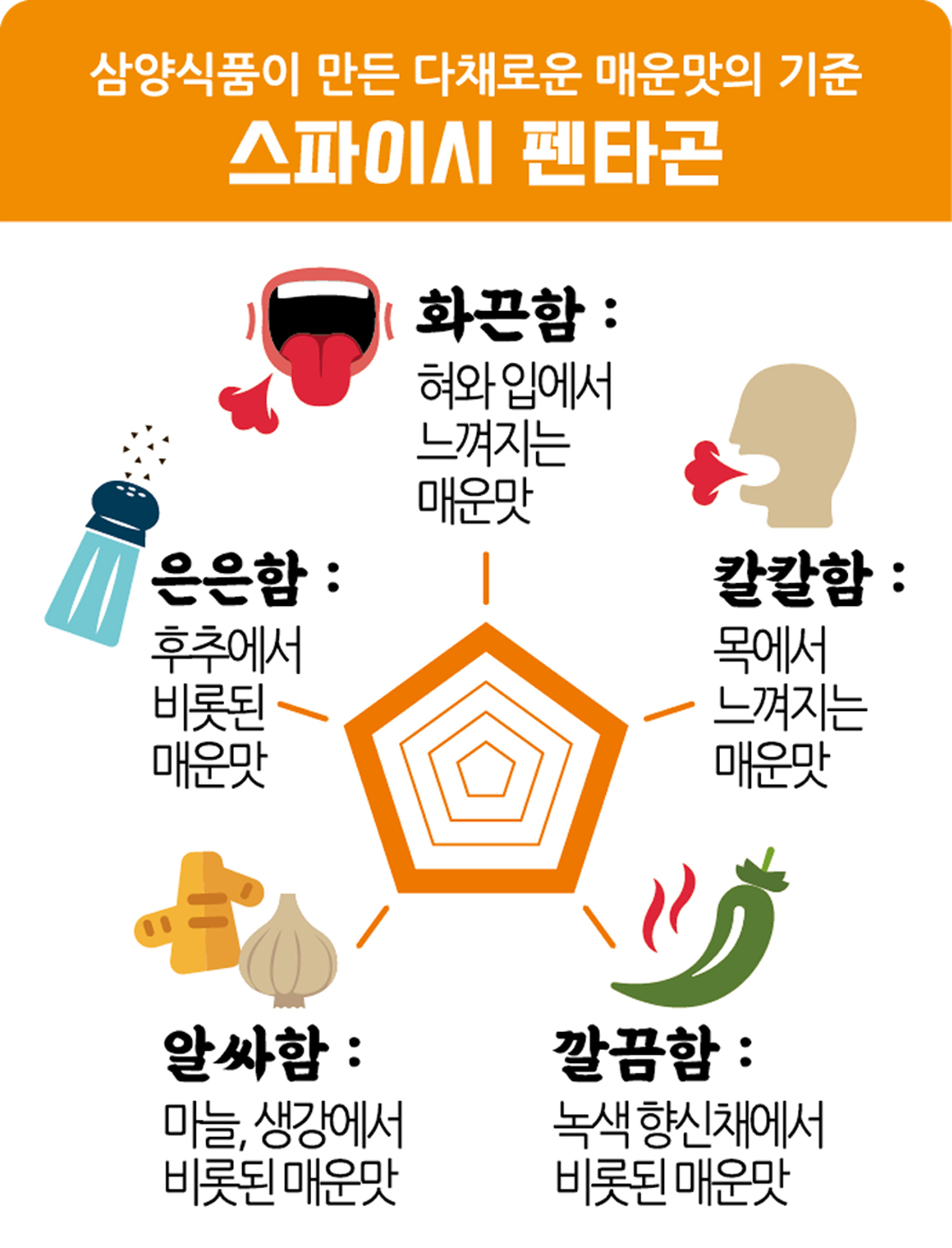 매운맛 지표 ‘스파이시 펜타곤’. 삼양식품 제공