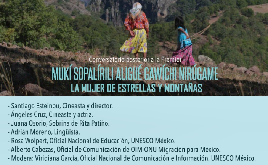 다큐멘터리 ‘별들과 산들의 여자’ 포스터와 제작자 정보. 유네스코 멕시코 사회관계망서비스 캡처