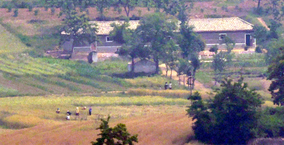 10일 오전 인천 강화군 강화평화전망대에서 바라본 북한 황해도 개풍군 마을에서 북한 주민들이 농사일하고 있다. 2024.6.10. 연합뉴스