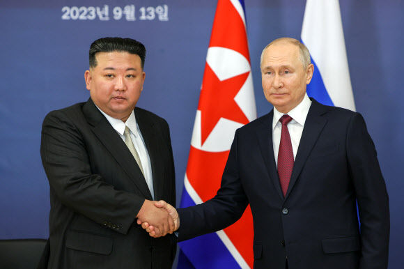 북한 김정은과 블라디미르 푸틴 러시아 대통령