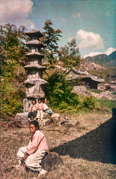 오토크롬 ‘해주 신광사 오층석탑’