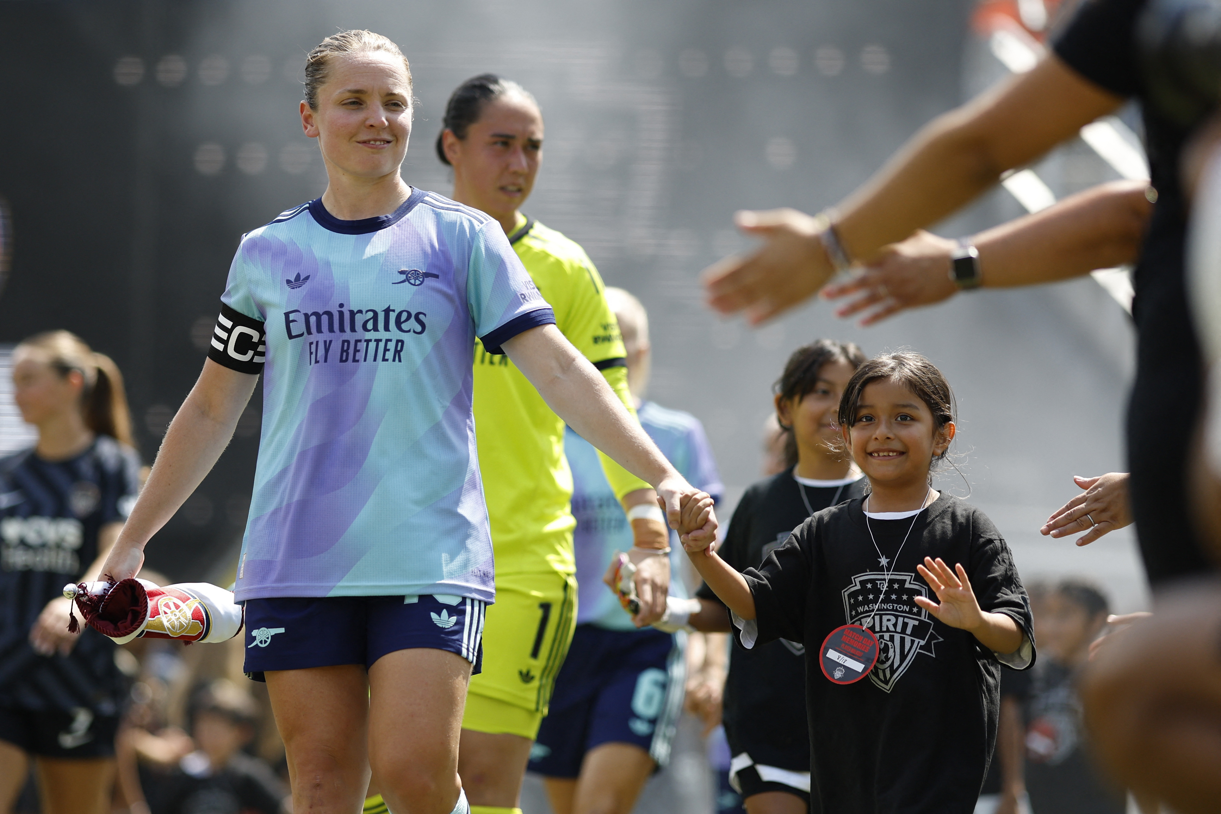 미국여자축구리그(NWSL) 워싱턴 스피릿과 잉글랜드 여자슈퍼리그(WSL) 아스널이 18일(현지시간) 미국 워싱턴 아우디 필드에서 친선 경기를 치르고 있다. USA TODAY sports 연합뉴스