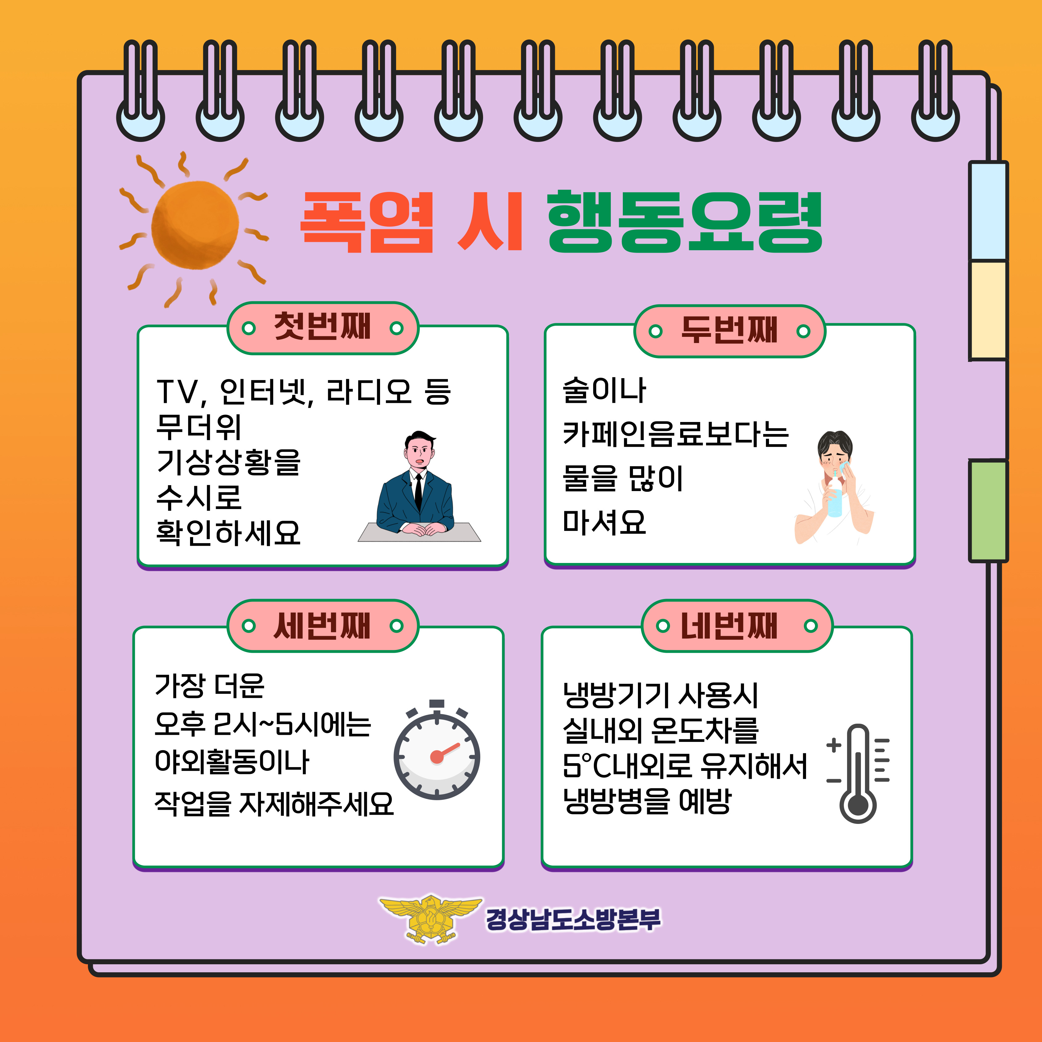 폭염 때 행동요령. 경남소방본부 제공