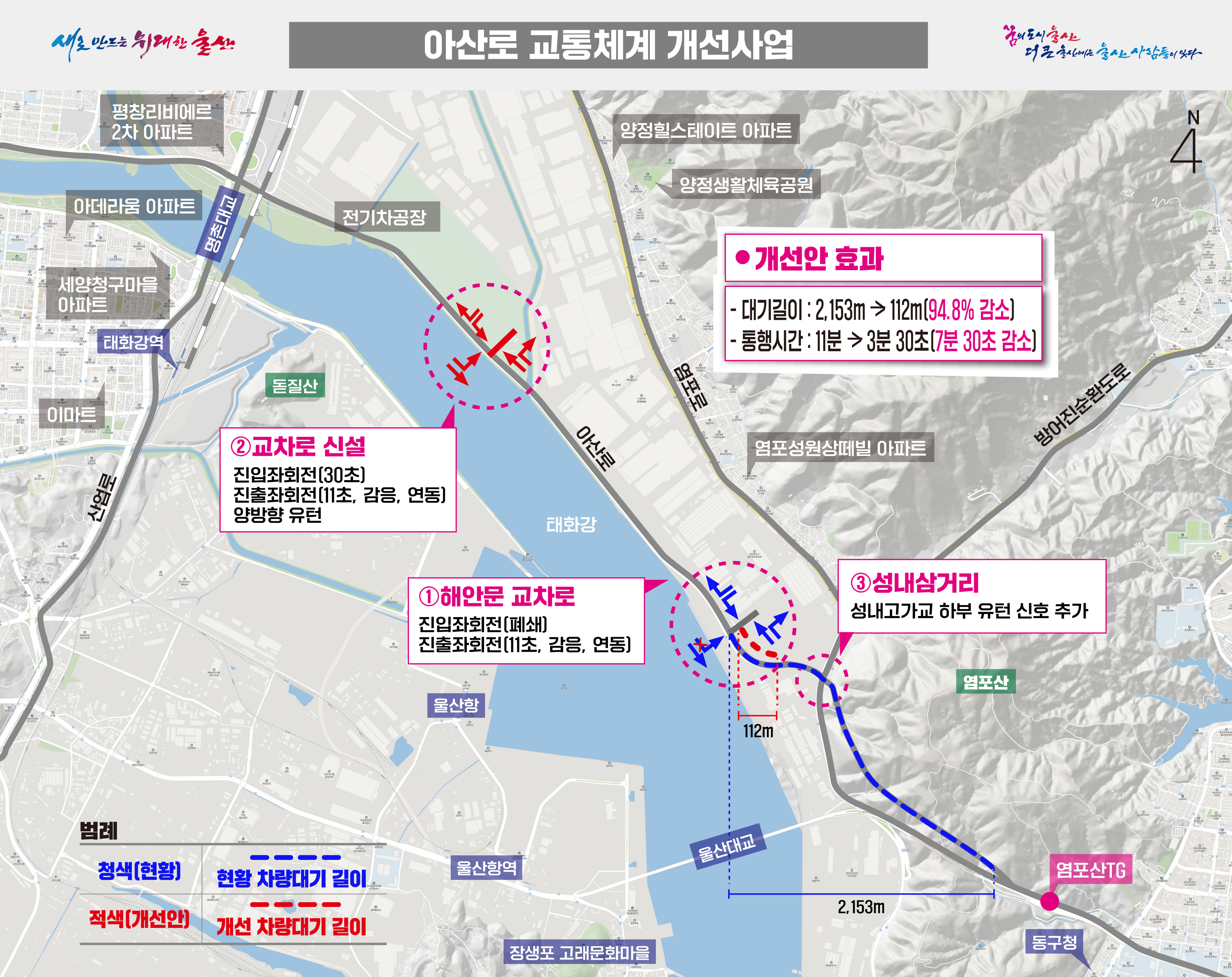 울산 아산로 교통체계 개선사업 추진도.