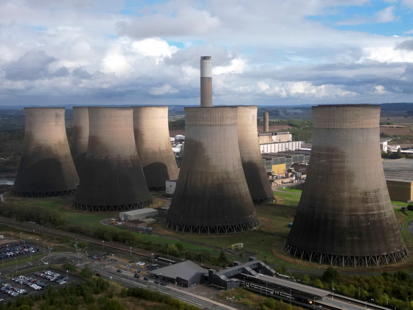 A drone view of Ratcliffe-on-Soar Power Station in Ratcliffe-on-Soar