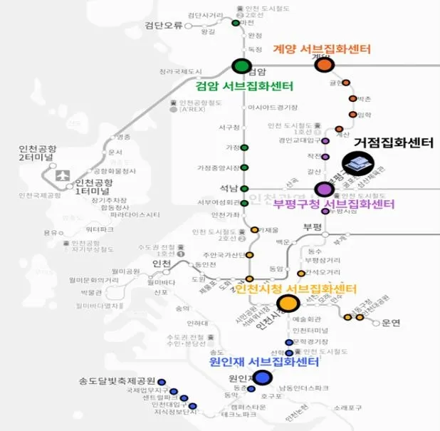 인천지하철역 택배 집화센터 1단계 설치 역사 현황
