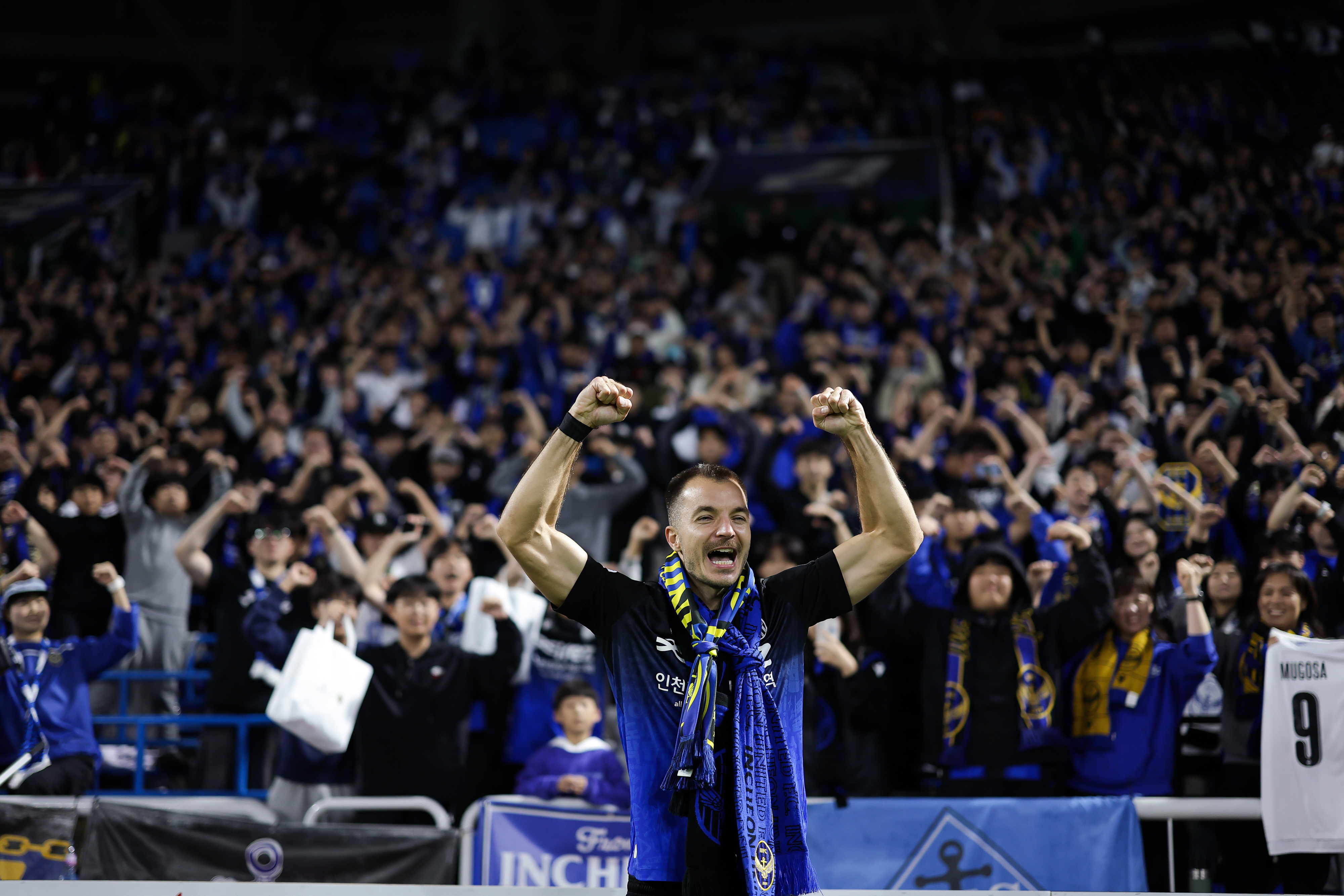 지난 27일 광주전에서 결승골을 터뜨린 인천의 무고사. 한국프로축구연맹 제공