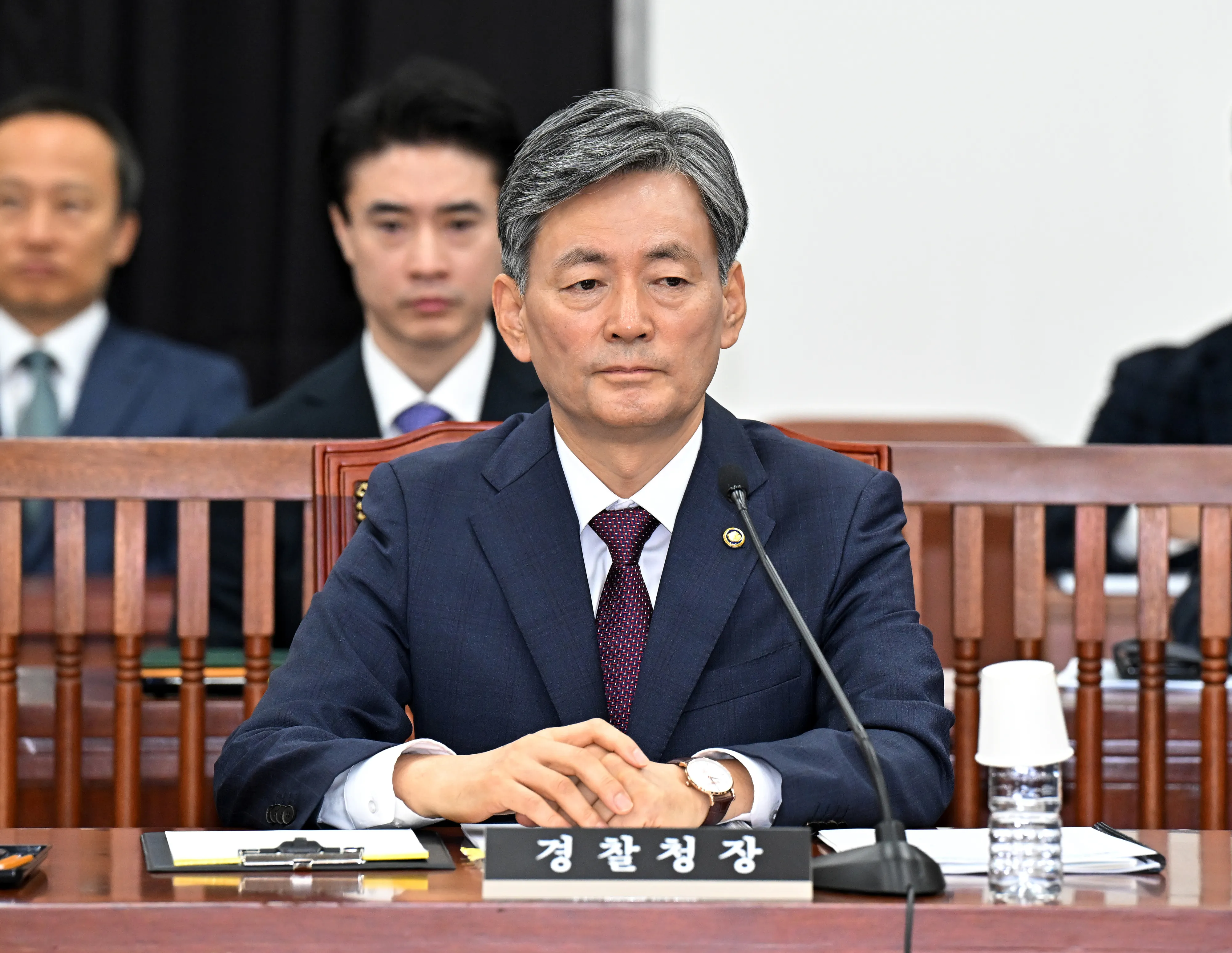 조지호 경찰청장이 31일 오전 서울 여의도 국회에서 열린 정보위원회의 경찰청 등에 대한 국정감사에 출석해 자리하고 있다. 2024.10.31 국회사진기자단