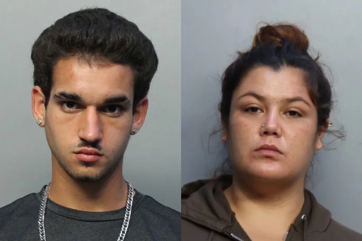 Daisy Link (29, female, left) and Joan Depaz (24, male, right) were incarcerated at Turner Gilfort Knight Prison in Miami-Dade County, Florida, USA, on charges of murder, respectively. The two, who had never had any physical contact or even met in person, gave birth to a daughter last June. Miami-Dade County Department of Corrections mugshot.