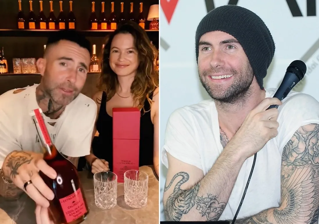 마룬파이브의 보컬 애덤 르빈과 그의 부인인 모델 베하티 프린슬루(왼쪽 사진). 오른쪽 사진은 2011년 5월 25일 내한공연 기자회견 때의 르빈. 애덤 르빈 인스타그램 캡처·서울신문DB