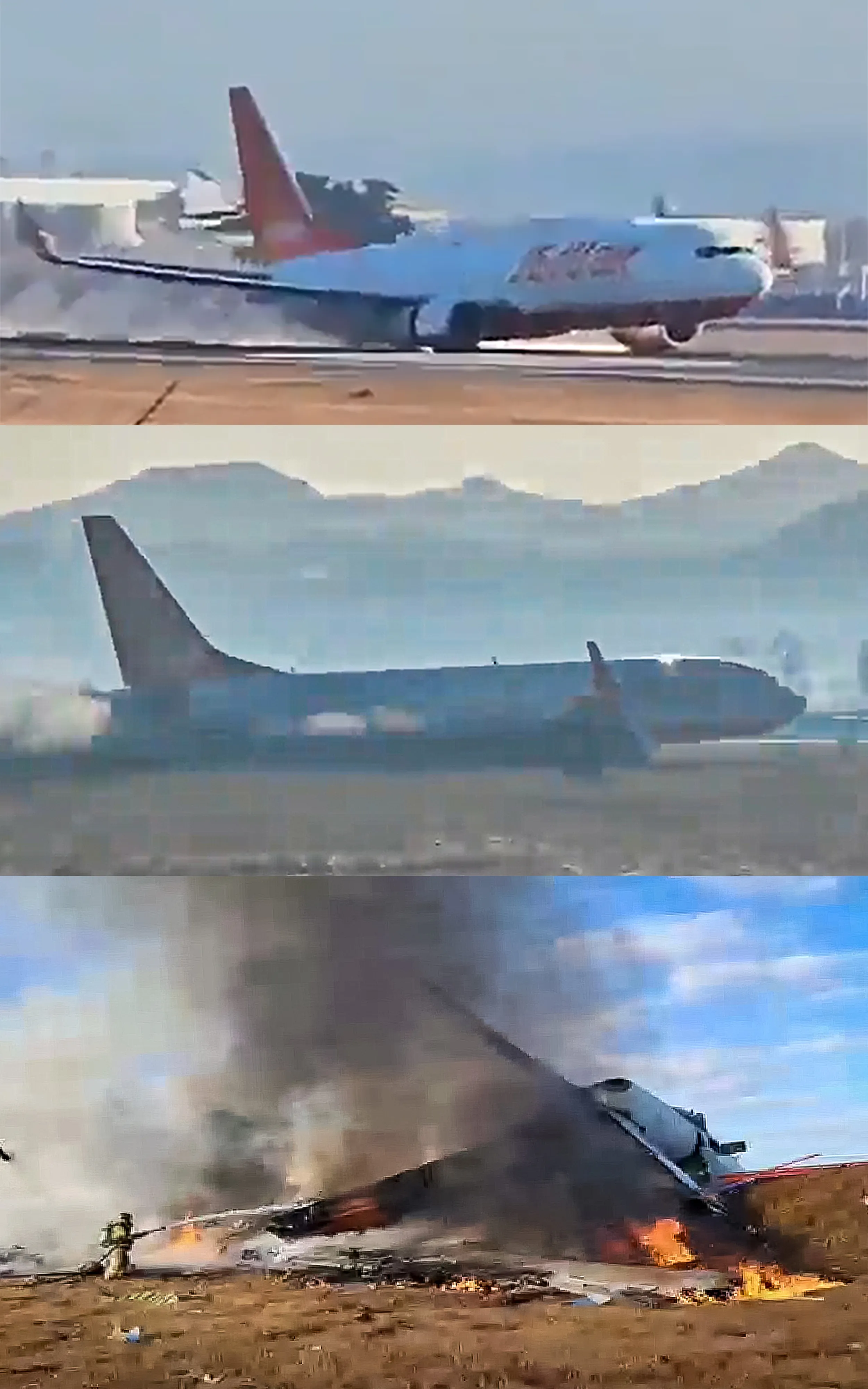 무안 공항에 동체 착륙하는 제주항공 항공기  무안공항 제주항공 사고 상황. 2024.12.29 연합뉴스, 뉴스1