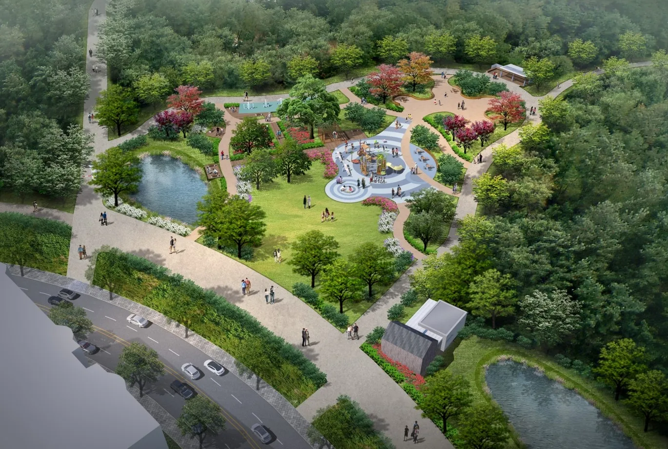 대숲정원과 총림숲, 잔디언덕, 놀이터, 산책로, 운동공간 등이 들어서는 마을숲3 조감도.
빛고을중앙공원개발㈜ 제공