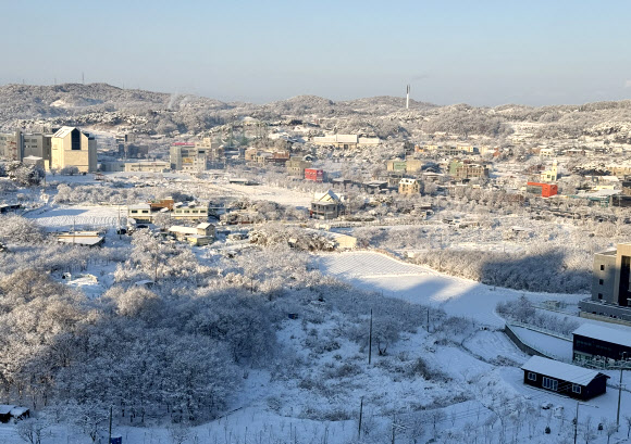 전북 지역에 많은 눈이 내린 8일 오전 전주시 완산구 효자동 일대가 눈으로 덮여 있다. 2025.1.8 연합뉴스