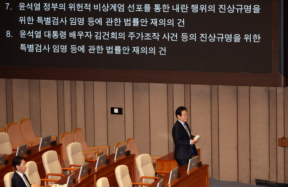 재표결 투표하는 더불어민주당 이재명 대표