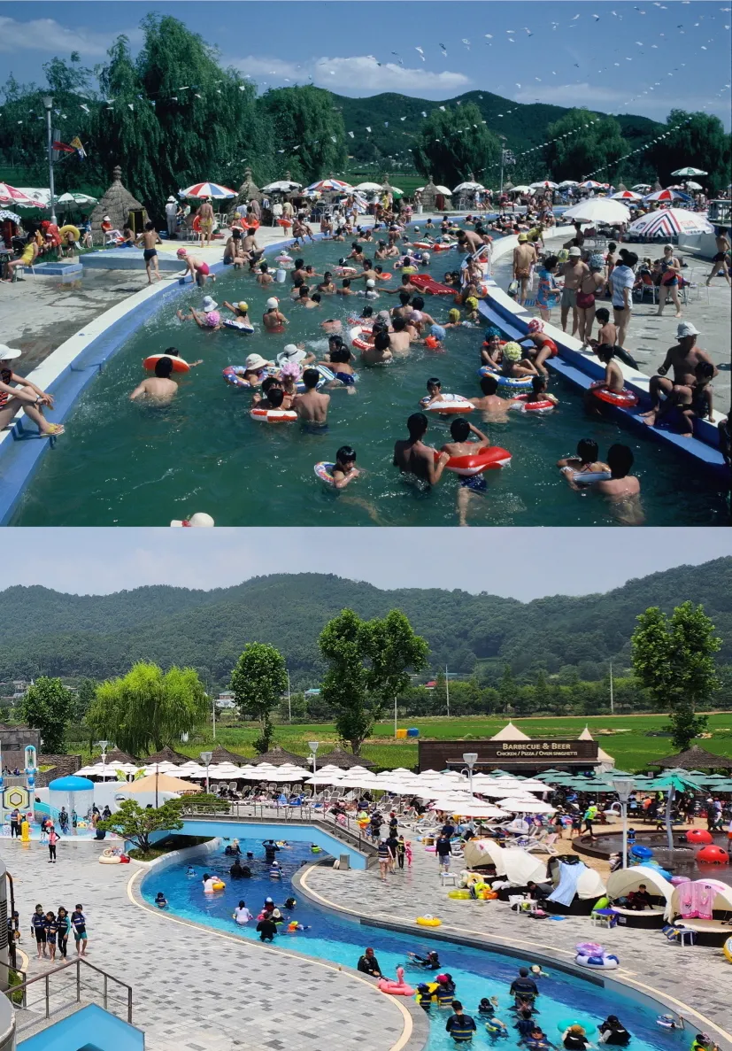 충남 아산의 도고파라다이스과거와 현재. 시 제공