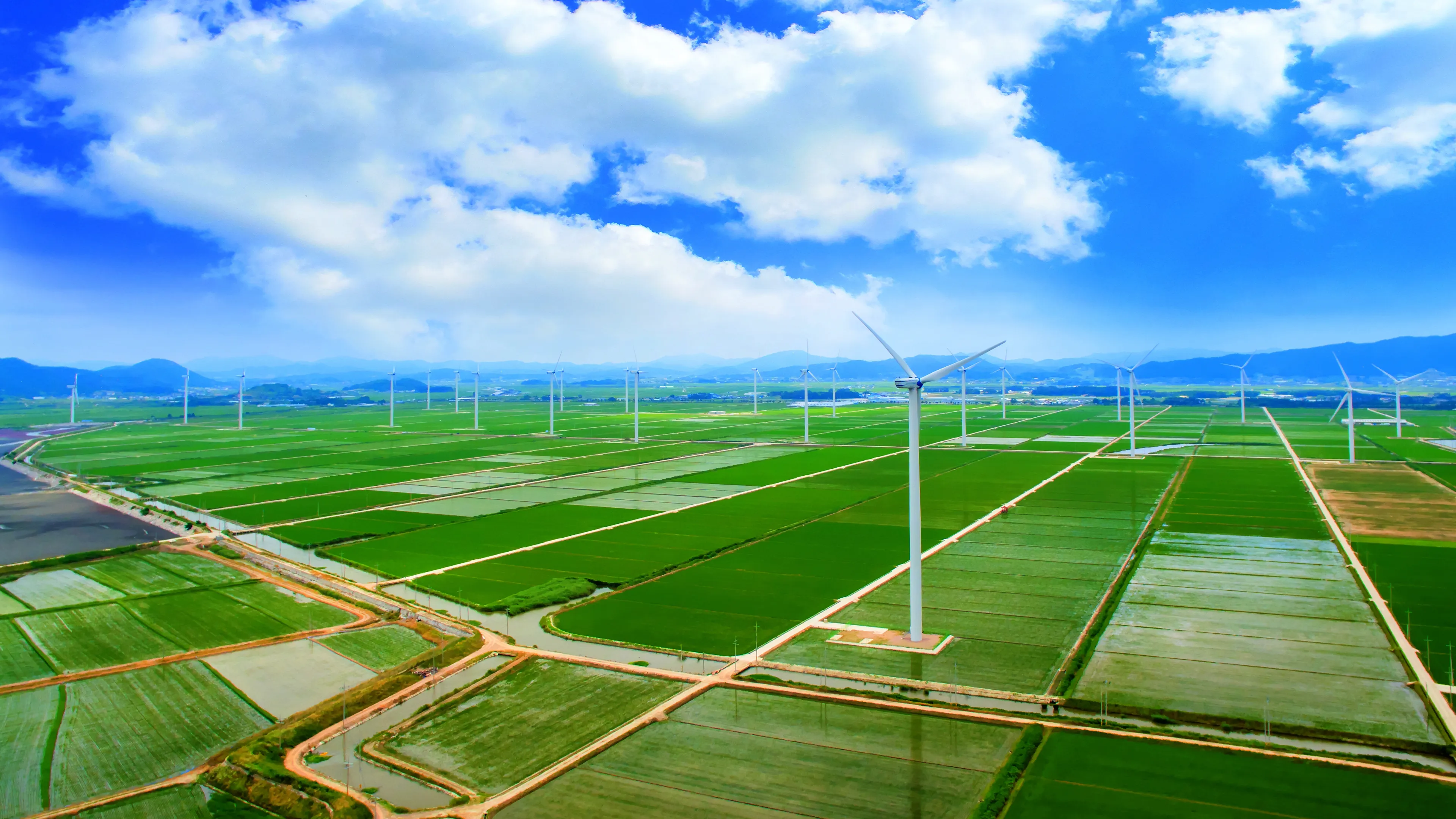 전남 영광군 육상풍력 발전 단지 전경. 영광군은 내년까지 육상·해상풍력 설비 용량이 4000㎿를 넘어설 것으로 전망했다.
영광군 제공