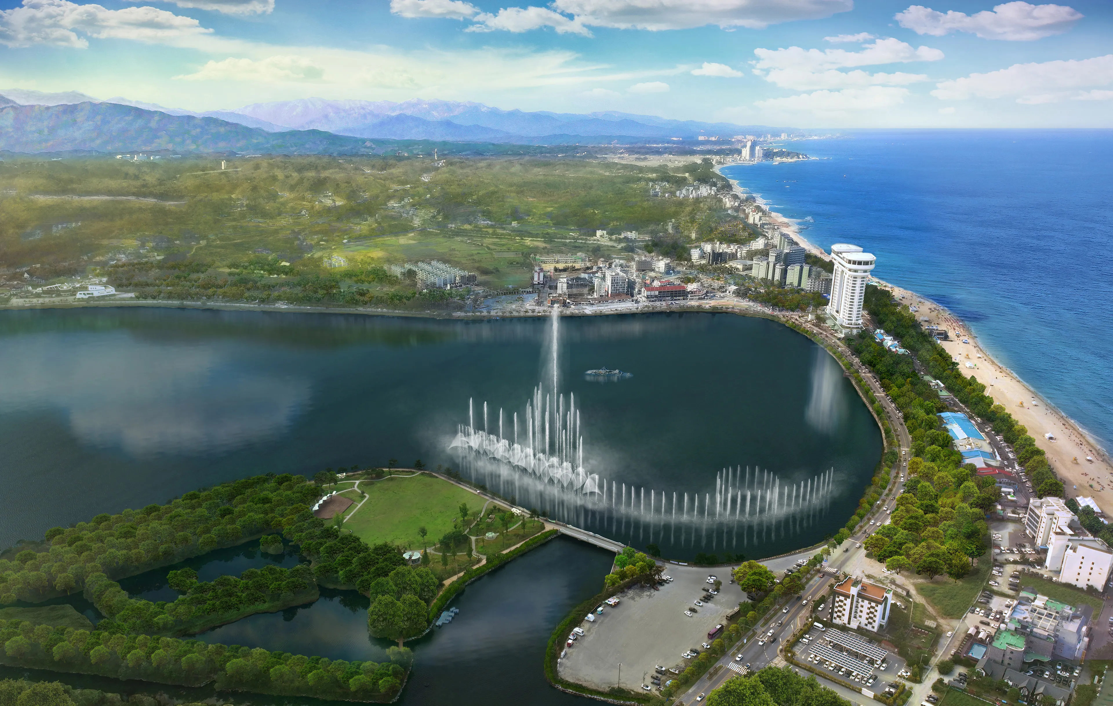 강릉시가 설치를 추진 중인 경포호 분수 조감도.   강릉시 제공