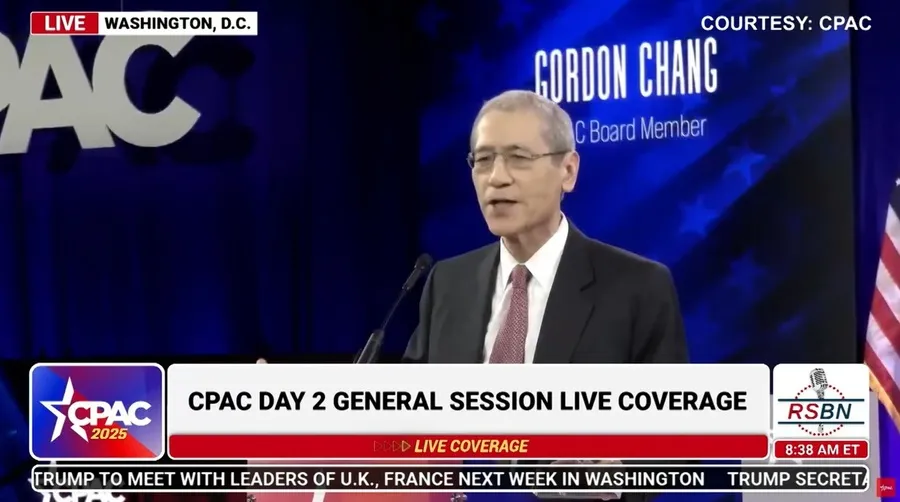 미국 보수 정치 행사인 ‘보수정치행동회의(CPAC) 2025’에서 연설하고 있는 고든 창 변호사.  유튜브 캡처