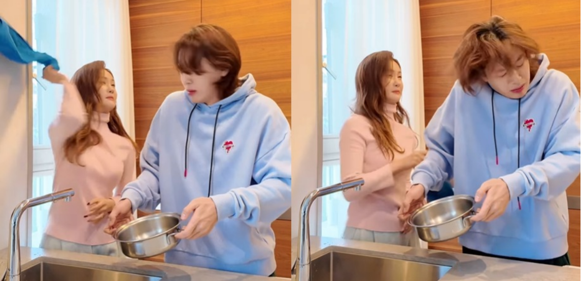 이다해가 남편 세븐의 머리를 때리는 릴스를 찍었다가 시어머니에게 사과했다. 이다해 인스타그램 캡처