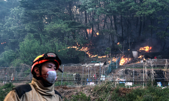 28일 오후 2시 1분께 대구 북구 노곡동 함지산에서 산불이 발생하고 있다. 2025.4.28 연합뉴스