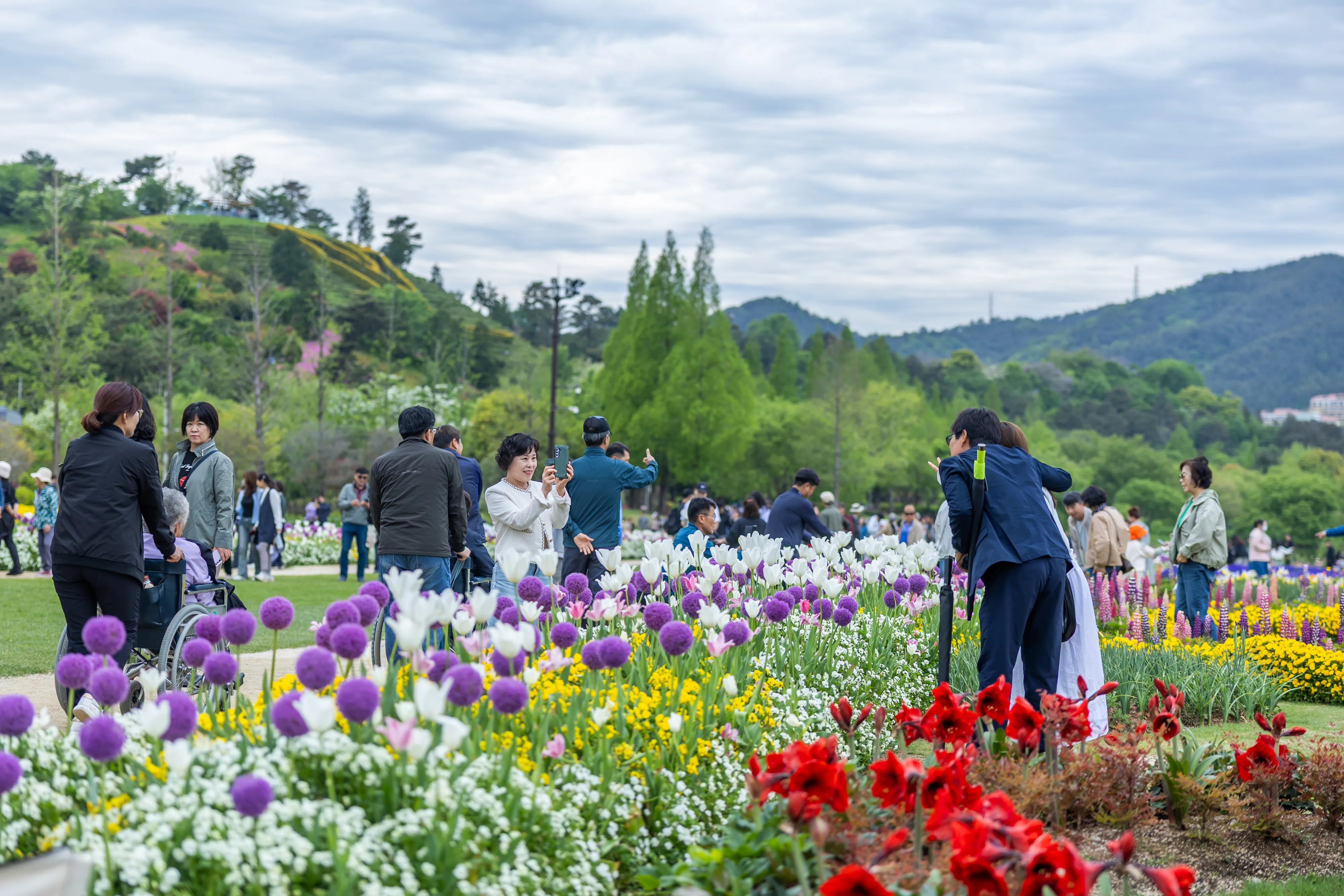 어린이날 연휴를 맞아 전국에서 찾아 온 관광객들이 순천만국가정원에서 여유를 즐기고 있다.