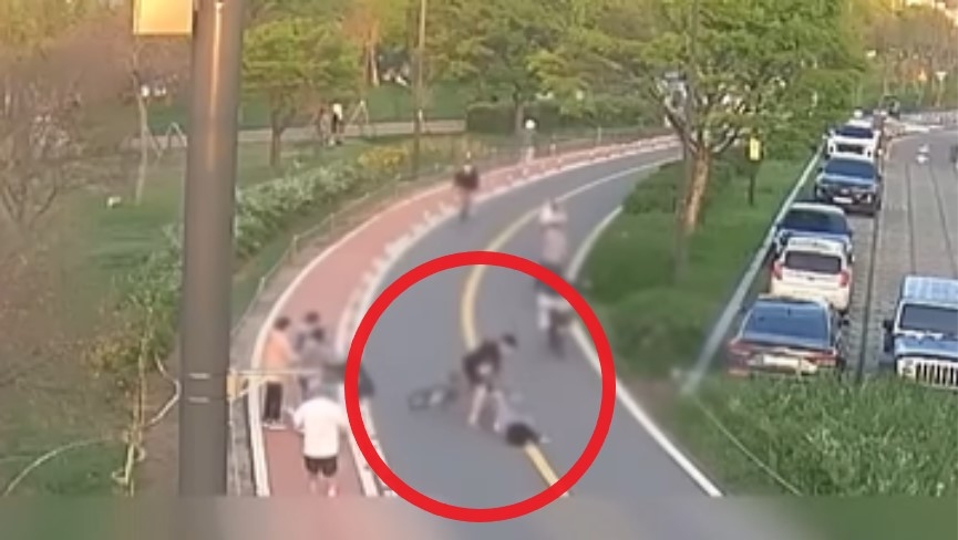서울 한강 인근에서 자전거를 타던 10대 남학생이 갑자기 자전거 도로로 걸어들어온 중년 여성과 부딪히는 사고가 났다는 사연이 전해졌다. 유튜브 채널 ‘한문철 TV’ 캡처