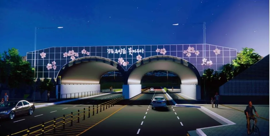 생태육교 상일동 쪽 야간경관 이미지