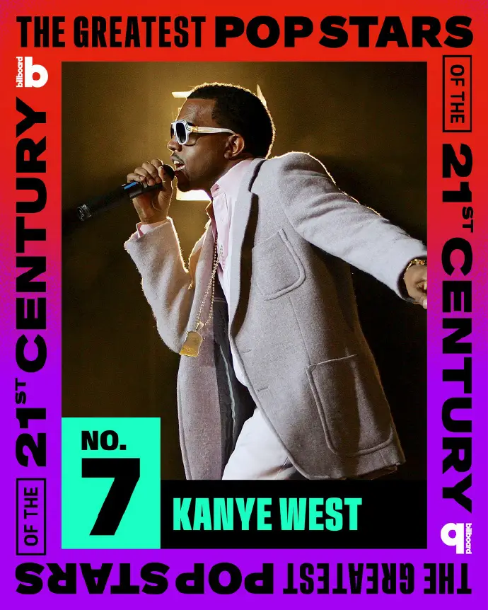 지난해 빌보드(Billboard)가 꼽은 21세기 최고의 팝스타 7위에 오른 칸예 웨스트. 빌보드 제공