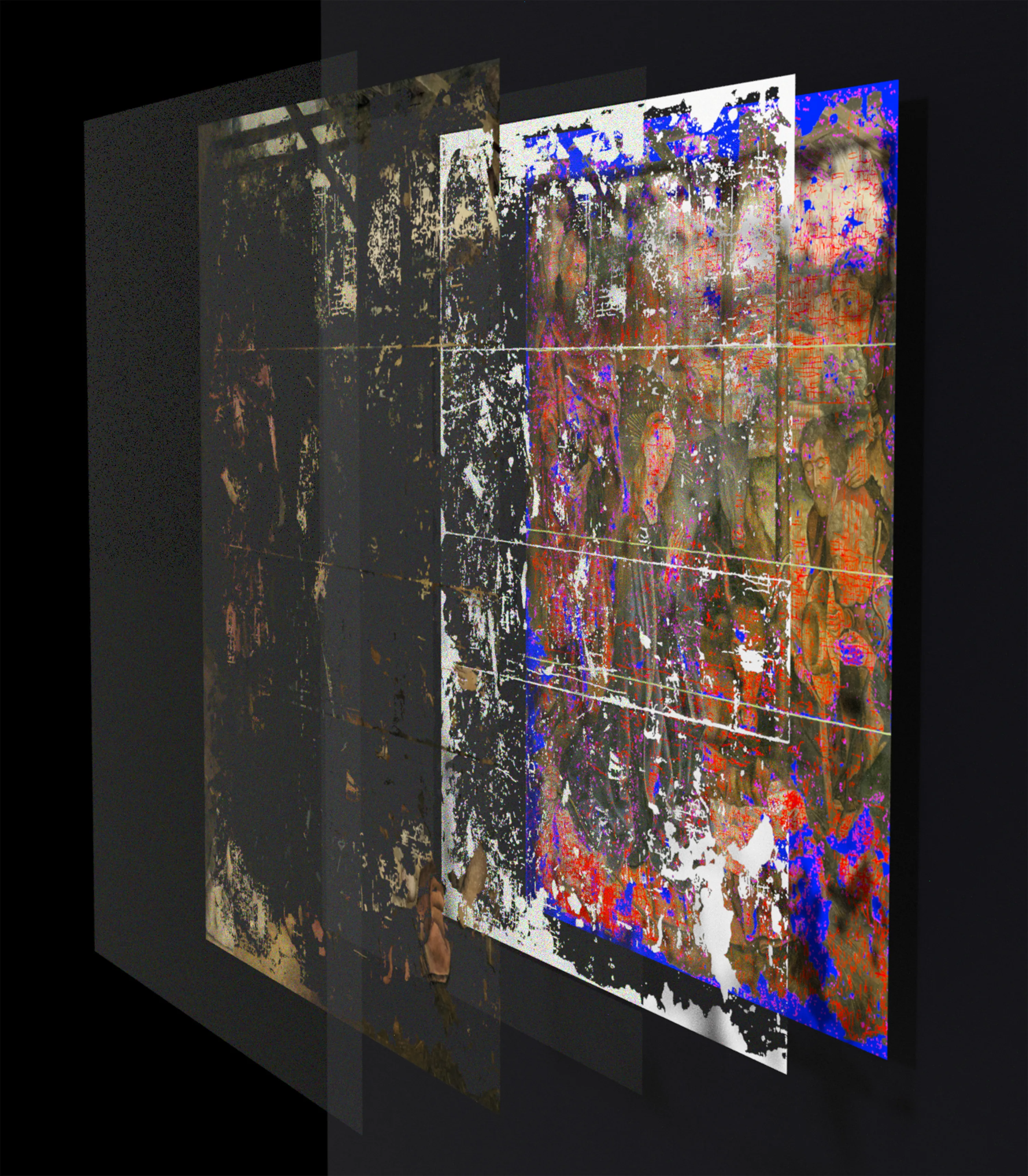 손상된 그림을 복원하기 위해 라미네이트 마스크로 렌더링한 모습.

미국 MIT 제공