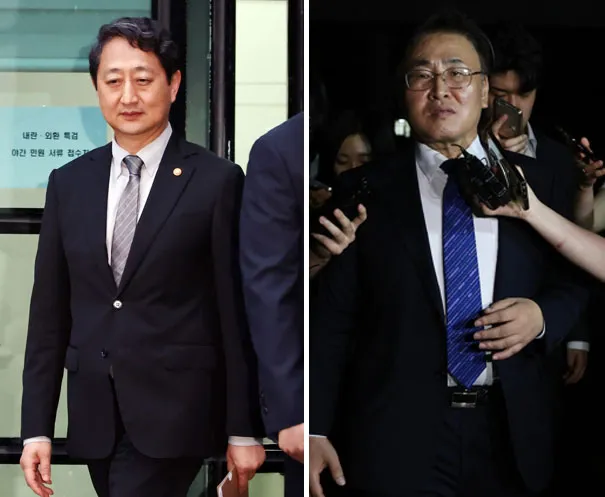 안덕근 산업통상자원부 장관이 2일 내란 특검 조사를 마친 후 서울 서초구 서울고검을 나서고 있다(왼쪽 사진). 12·3 비상계엄 선포 전후 국무회의 의결 과정을 수사 중인 내란 특검팀은 국무위원들에 대한 연이은 조사에 나섰다. 오른쪽 사진은 이날 유상임 과학기술정보통신부 장관이 특검 조사를 받은 후 나오는 모습.
연합뉴스