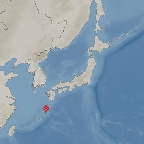 일본 가고시마현 가고시마시 남남서쪽 265㎞ 해역에서 6일 오후 2시 7분(한국시간) 규모 5.4 지진이 발생했다고 기상청이 전했다. 기상청 제공