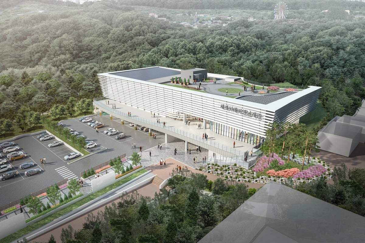 세계서예비엔날레관 조감도. 전북 전주 한국소리문화의전당 부지 1만 2374㎡에 328억원을 들여 3층 규모로 건립된다. 지난 5월 14일 착공식을 했으며 2027년 개관이 목표다.
전북특별자치도 제공