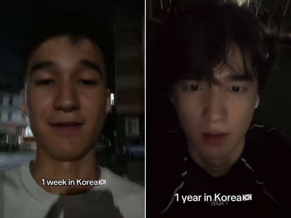 한국에 거주하는 한 외국인 남성이 지난 6일 자신의 채널에 올린 짧은 영상 속 한국 생활 전후 비교 모습. 이 영상은 조회수 450만건을 기록했다. 틱톡 채널 ‘_ern1ck’ 캡처