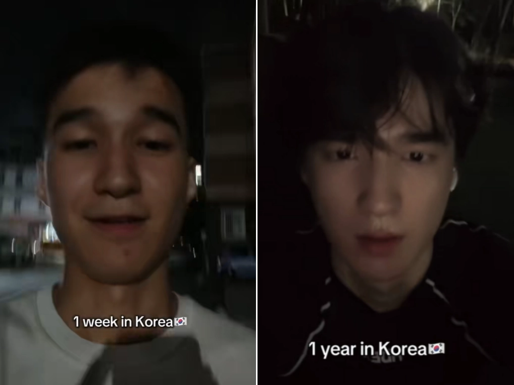 한국에 거주하는 한 외국인 남성이 지난 6일 자신의 채널에 올린 짧은 영상 속 한국 생활 전후 비교 모습. 이 영상은 조회수 450만건을 기록했다. 틱톡 채널 ‘_ern1ck’ 캡처