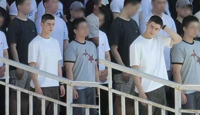 28일 충남 논산 육군훈련소 입소식에서 찍힌 차은우. 온라인 커뮤니티