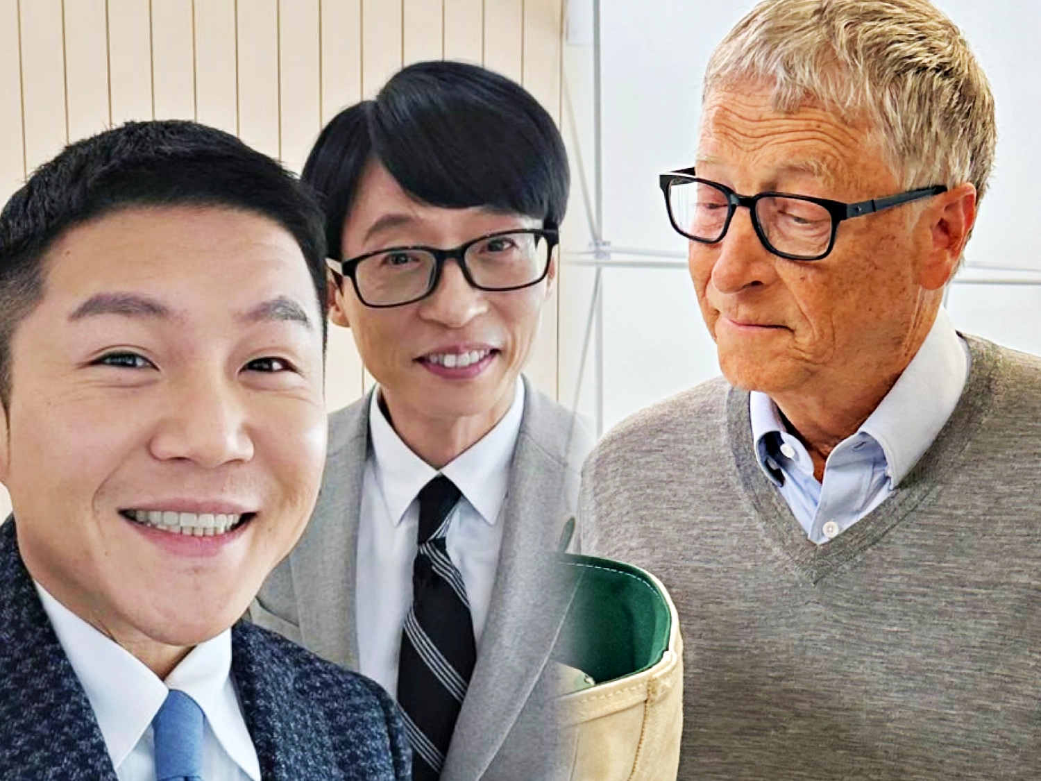 tvN ‘유 퀴즈 온 더 블럭’을 진행하는 방송인 조세호·유재석(왼쪽)과 빌 게이츠 게이츠 재단 의장(오른쪽). 조세호 인스타그램·빌 게이츠 페이스북 갈무리