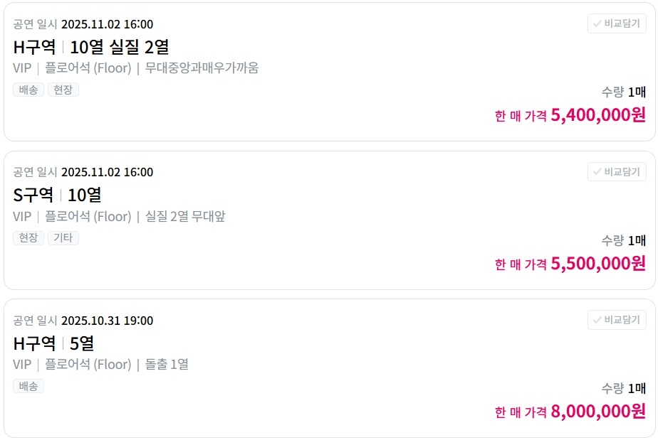 그룹 NCT WISH 콘서트 티켓이 티켓베이에서 정가보다 높은 가격에 거래되고 있다. 티켓베이 홈페이지 캡처