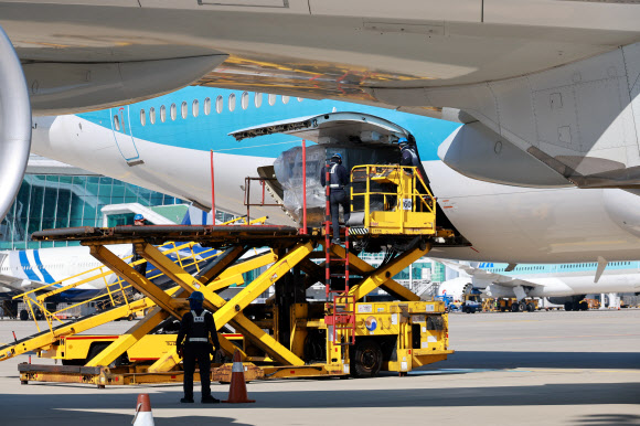미국 조지아주 현대차그룹-LG에너지솔루션 배터리 합작 공장 건설 현장에서 구금된 한국인들을 태울 대한항공 전세기가 10일 오전 인천국제공항 2터미널 계류장에서 이륙을 준비하고 있다. 2025.9.10. 연합뉴스