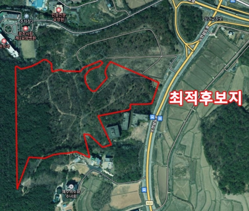 광주 광산구 삼거동 최적 후보지 위성사진.
광주광역시 제공