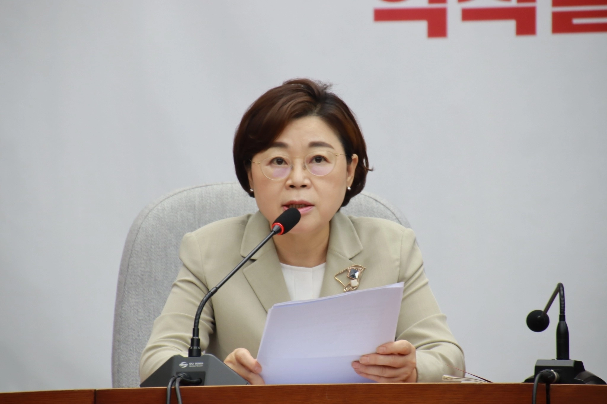 김정재 국민의힘 정책위의장이 지난 1일 국회에서 열린 원내대책회의에서 발언하고 있다.