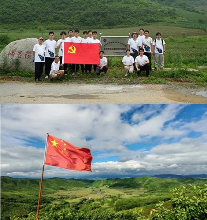 달과 유사한 지질환경인 운석 충돌구에 건설한 교육 실습 기지에서 탐구 활동을 벌이고 있는 중국 연구진.