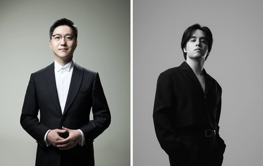 10월 16일 서울 세종문화회관 M씨어터에서 박상후(왼쪽) KBS국악관현악단 지휘자와 바이올리니스트 다카시 로렌스 바슈카우가 바이올린 협주곡 ‘푸른 달’을 연주한다.
세종문화회관 제공