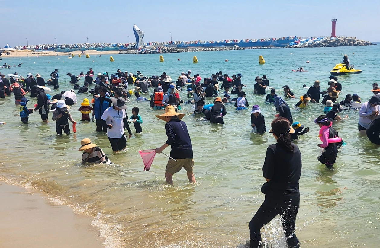 지난 8월 경북 영덕군 고래불해수욕장에서 열린 축제에 몰려든 관광객들.
영덕군 제공