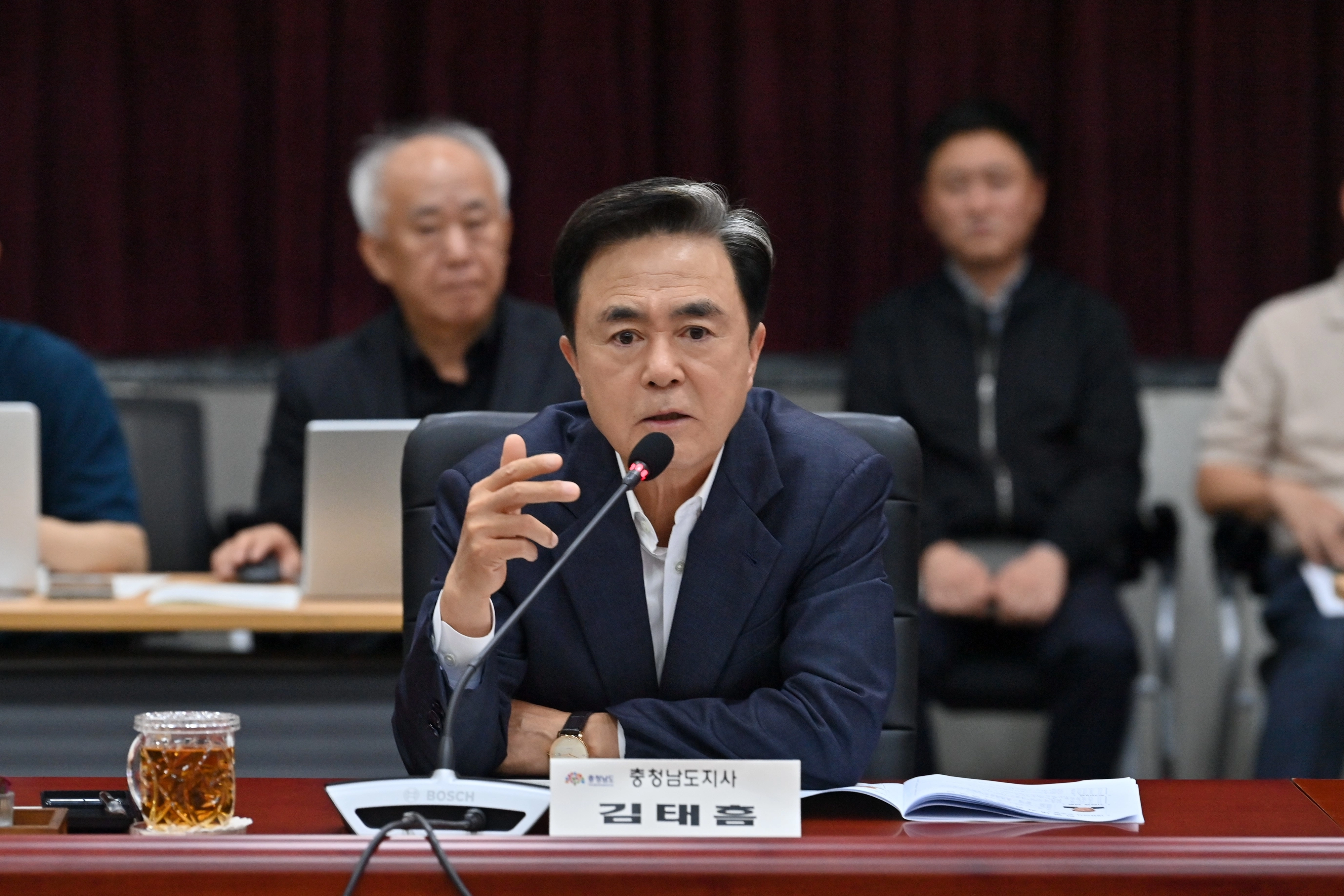 김태흠 충남지사가 기업 투자협약식에 앞서 인사말을 하고 있다. 도 제공