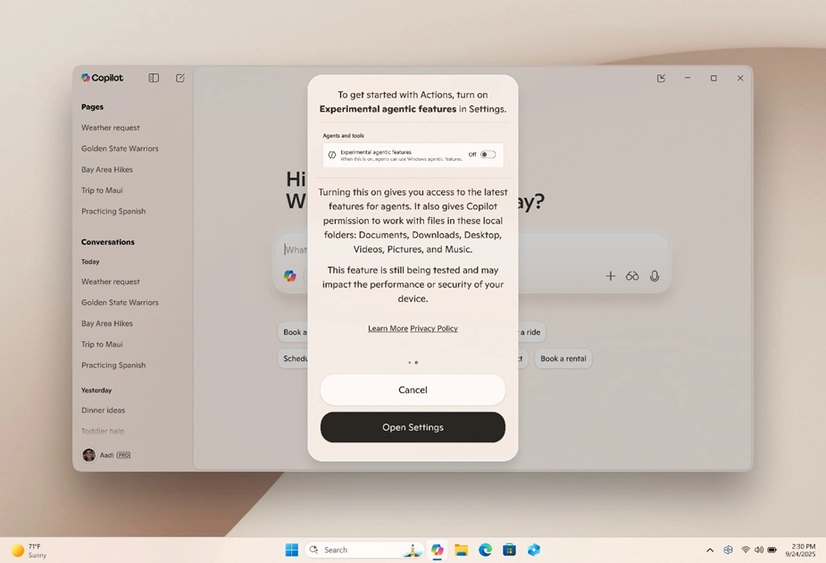 코파일럿 액션. MS 제공