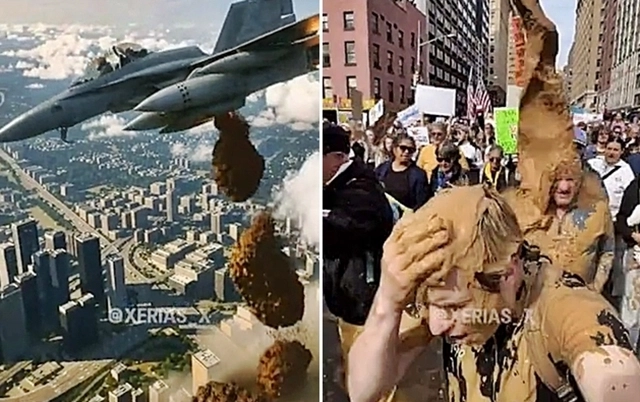 미국 전역 2700여곳에서 수백만명이 도널드 트럼프 대통령의 제왕적 국정 운영을 비판하는 ‘노 킹스’(No Kings·왕은 없다) 시위가 벌어진 18일(현지시간) 트럼프 대통령이 자신의 소셜미디어(SNS) 트루스소셜에 공유한 시위대 조롱 영상. 2025.10.18 트럼프 트루스소셜