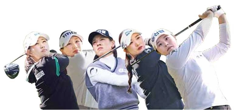 공동 준우승 5명. 왼쪽부터 마다솜, 박소혜, 박주영, 박혜준, 유지나.
KLPGA 제공