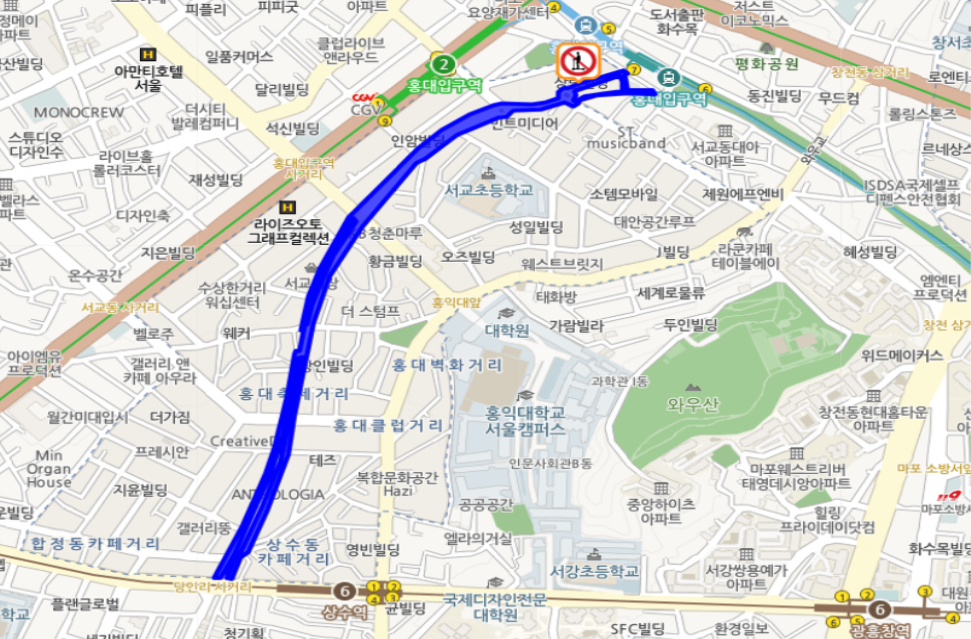 마포구 홍대 레드로드 통행금지 도로 구간. 서울시 제공